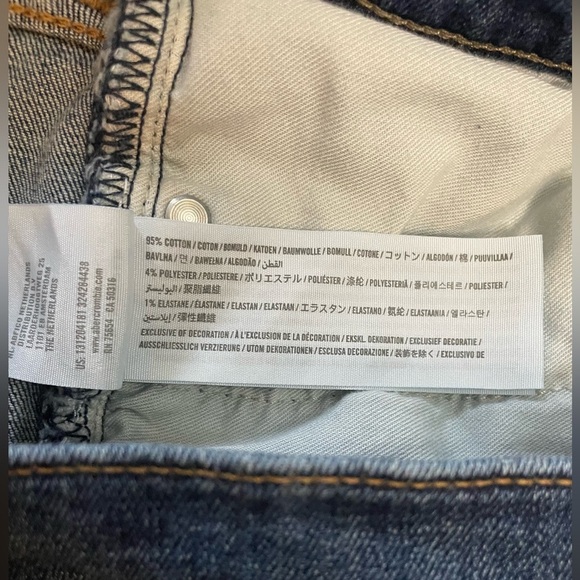Abercrombie & Fitch Kennan Straight Leg Blue Denim Stretch Jeans Size 31/32 - Picture 6 of 8